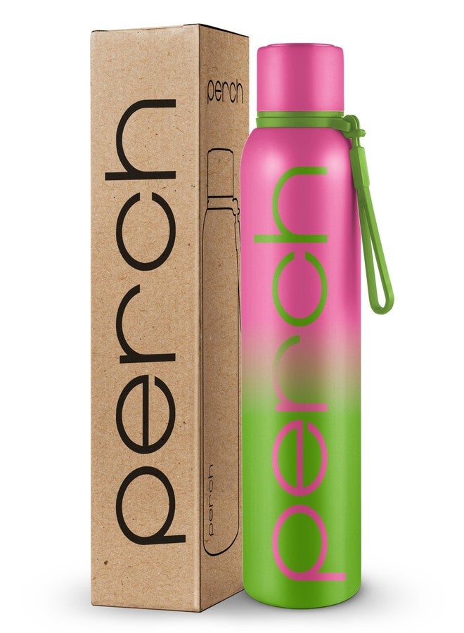 Perch Zion Hot and Cold Steel Water Bottle 720 ml, ISI Certified, Vacuum Insulated | for School, Gym, Office, Home | Leak Proof, BPA-Free | Flask for Kids, Men and Women | Neon Green & Pink - Image 1